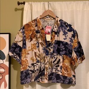 Floral Patchwork Button-Up Shirt